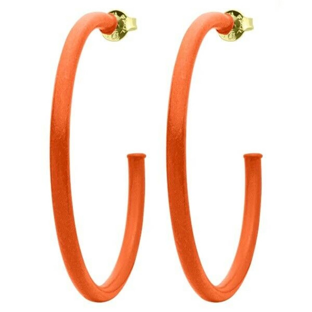 Gold-Backed Coral Hoop Earrings - Women Jewelry Earrings